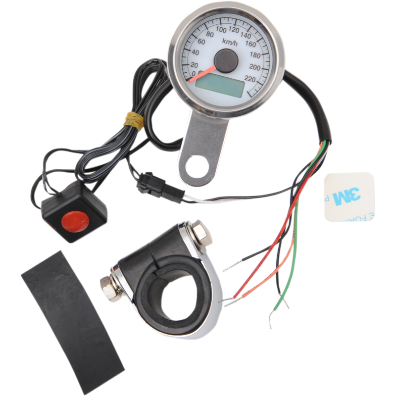 Mini Electronic Speedometer 1.87" Polished/White