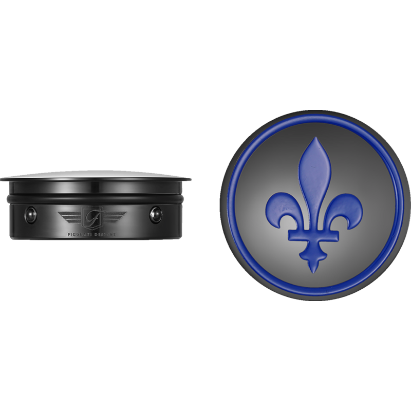 Swingarm Pivot Cover - Black w/ blue fleur-de-lis