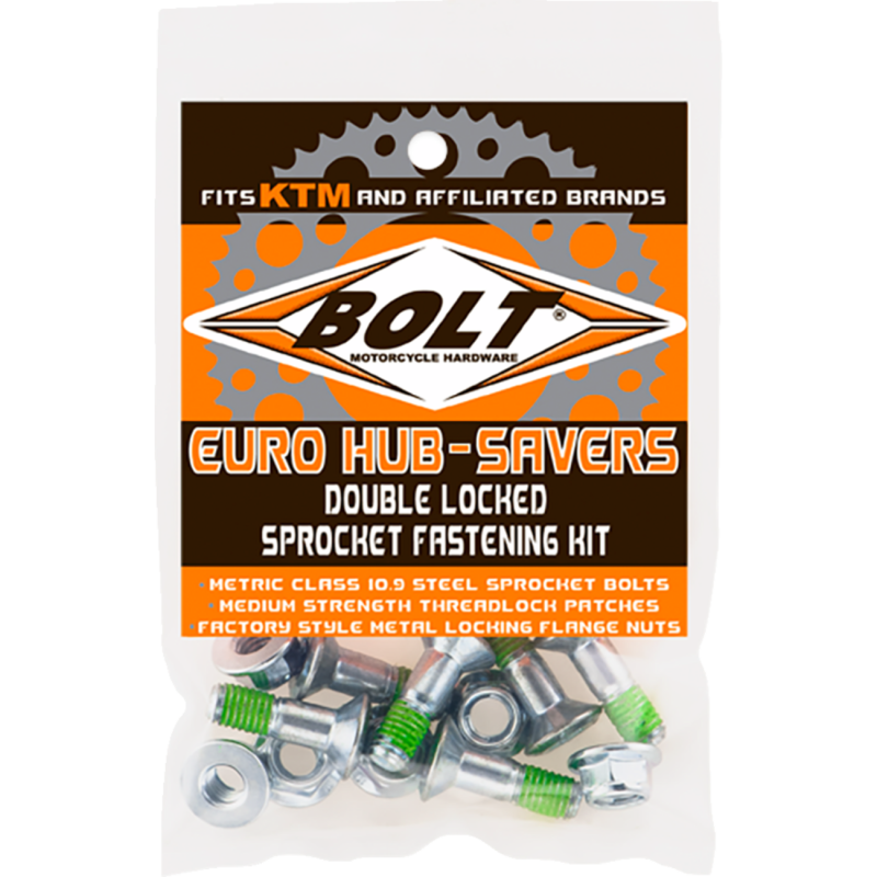 Bolt Motorcycle Hardware Euro Hub-Savers Double Locked Sprocket Fasteners