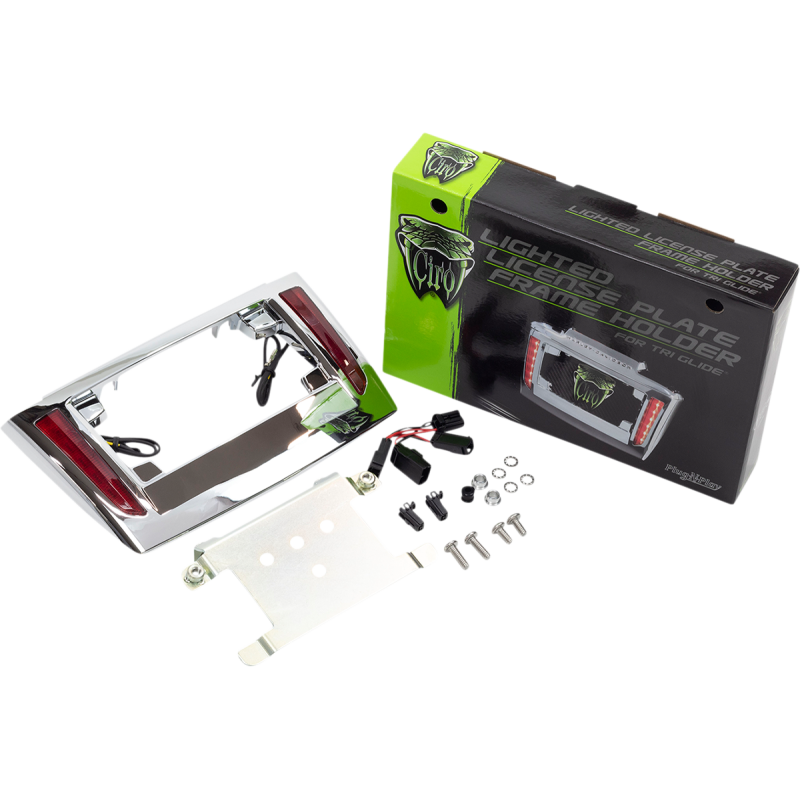 LED License Plate Frame - Chrome w/ Red Lenses