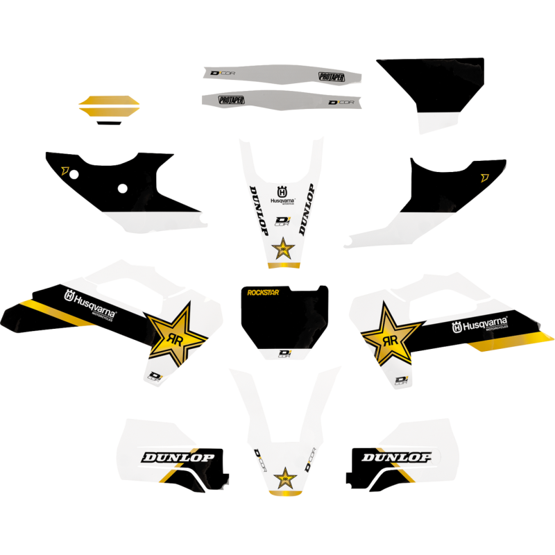 D'Cor Visuals Complete Graphics Kit - Rockstar Husqvarna, black background