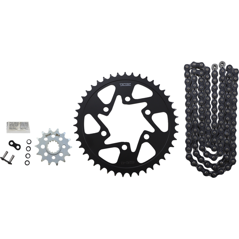 Vortex GFRS Steel Chain Kit (Black) for Kawasaki ZX-6R 19-23