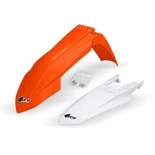 (image for) UFO Front and Rear Fender Kit - Orange/white