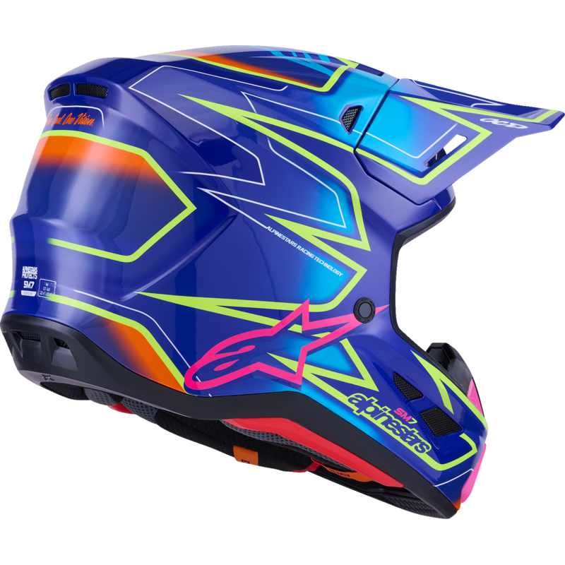 Alpinestars S-M7 Cast Helmet - Blue/Fluo Yellow/Pink - Size S