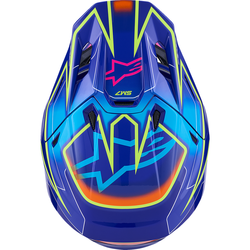 Alpinestars S-M7 Cast Helmet - Blue/Fluo Yellow/Pink - Size M