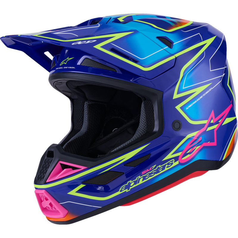 Alpinestars S-M7 Cast Helmet - Blue/Fluo Yellow/Pink - Size L