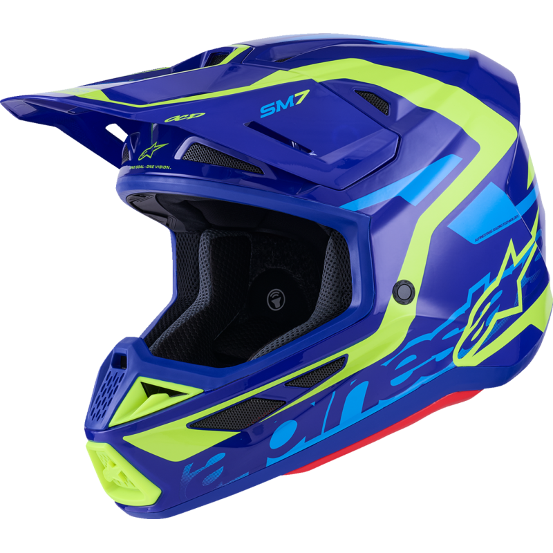 Alpinestars S-M7 Helmet - Deed, Blue/Fluo Yellow - Size L