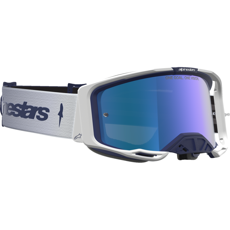 Alpinestars Vision 8 Goggles - Amber Navy/White (Mirror Blue Lens)