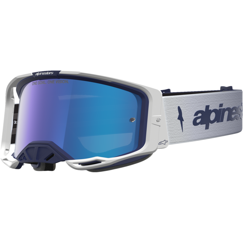 Alpinestars Vision 8 Goggles - Amber Navy/White (Mirror Blue Lens)