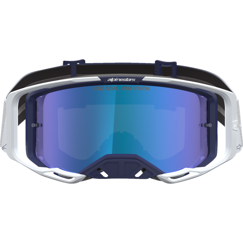 Alpinestars Vision 8 Goggles - Amber Navy/White (Mirror Blue Lens)