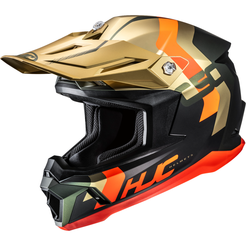 HJC C50 Primal Helmet - Semi-Flat Olive/Gold/Orange, Size XS