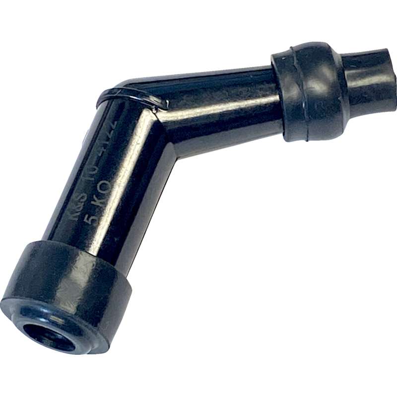 K&S 120° Elbow Resistor Cover, 14mm thread, terminal stud, black plastic