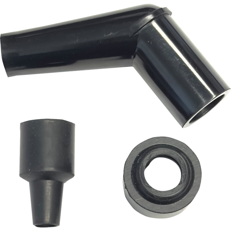 K&S 120° Elbow Resistor Cover, 14mm thread, terminal stud, black plastic