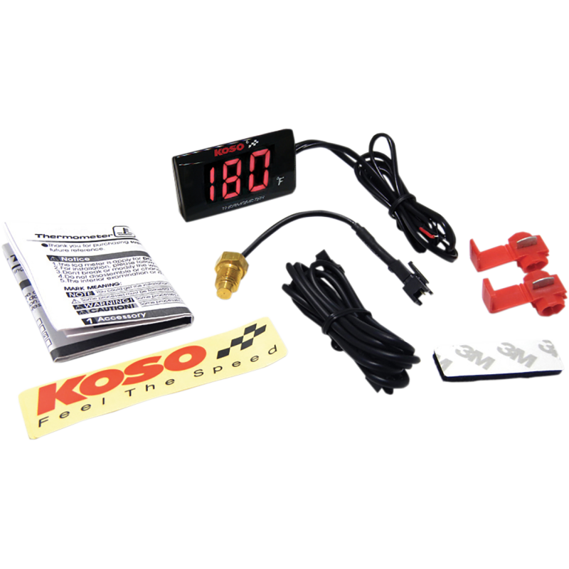 Super Slim Water Temperature Gauge, Red Digits