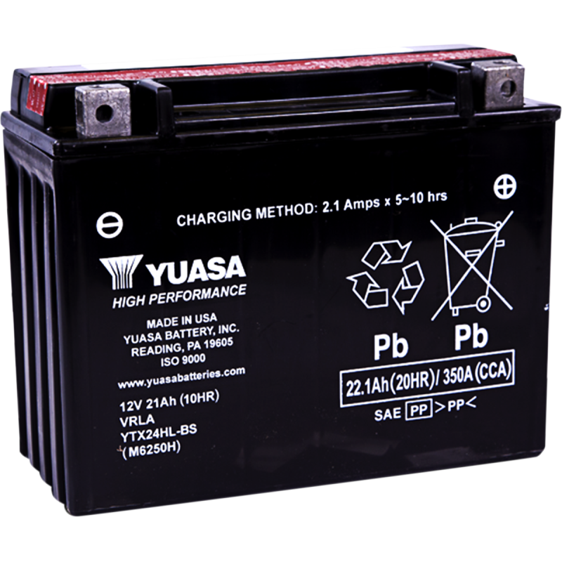 Yuasa High-Performance Factory-Activated AGM Battery YTX24HL