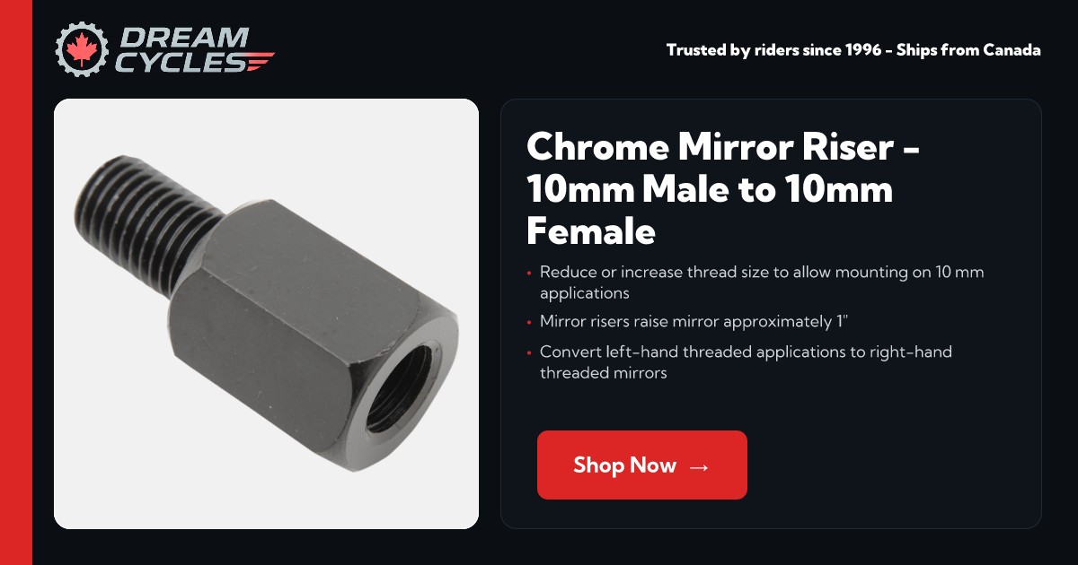 Chrome Mirror Riser 10mm Male to 10mm Female [20-28113] - $5.95 : Dream ...
